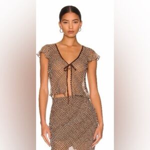 Bec + Bridge Sherry Crop Top in Brown Pattern